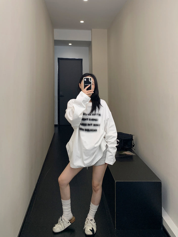 Oversized Letter Print Sweatshirt