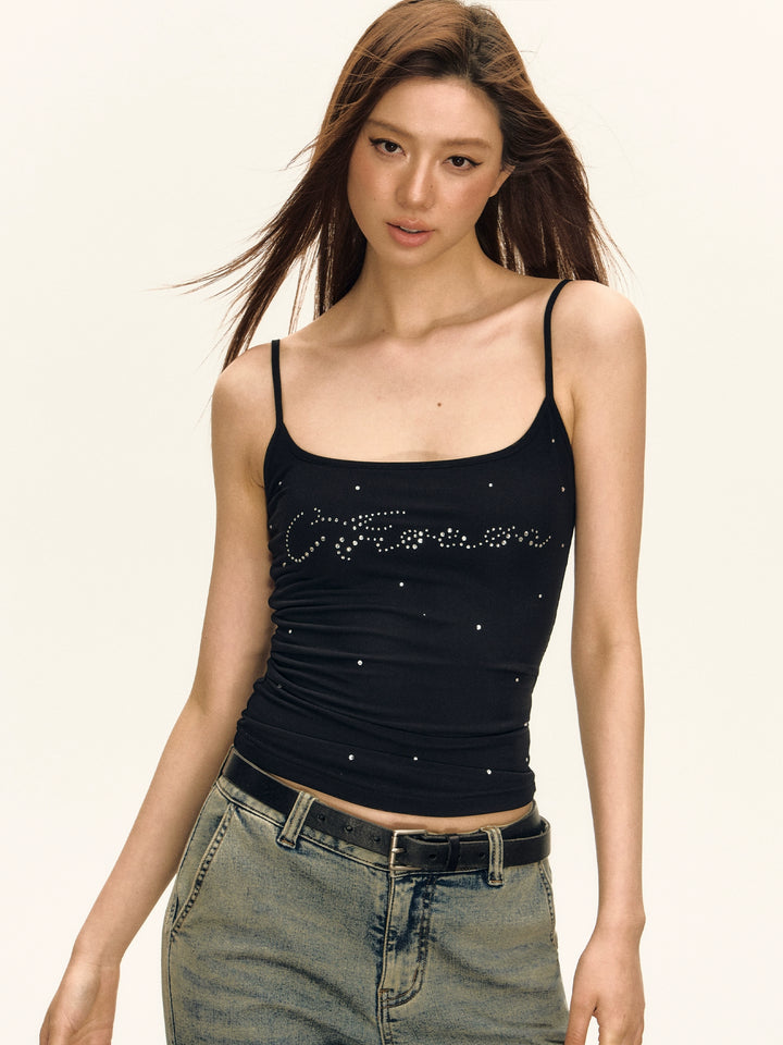 Retro Rhinestone Camisole Tank Top