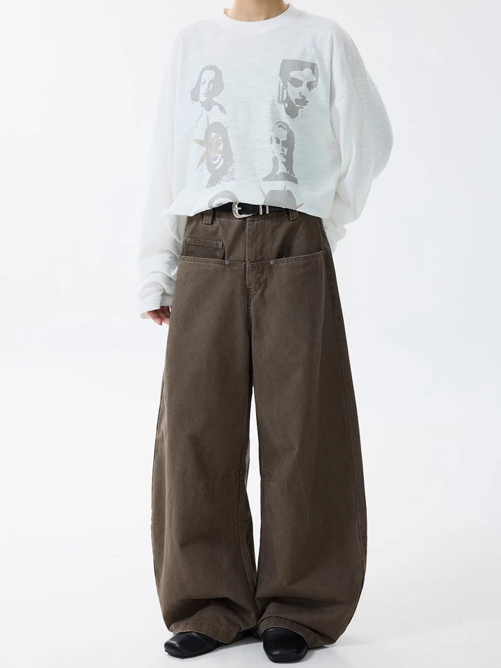Lässige Retro Weite Beinform Hose