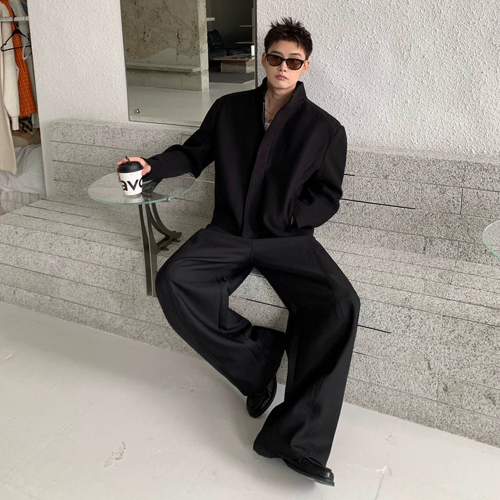 Stand Collar Wool Blend Short Jacket