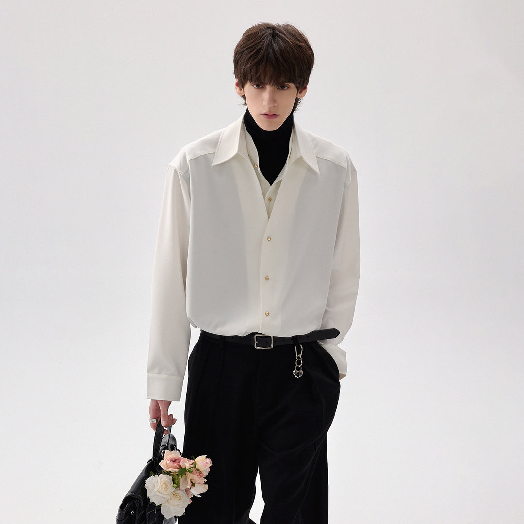 Wrinkle-resistant Long Sleeve Layered Shirt