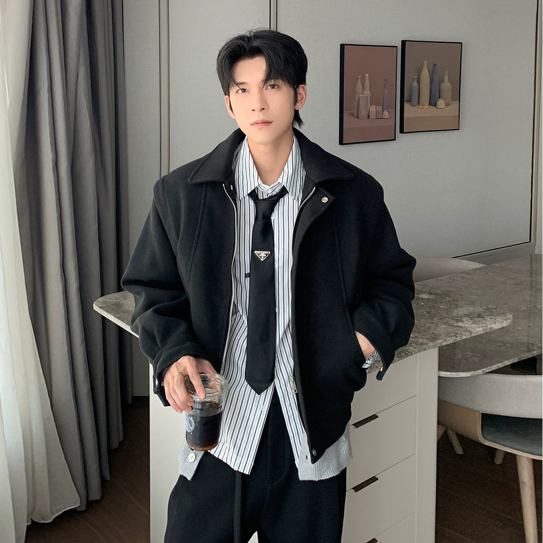 Quilted Wool Lapel Jacket