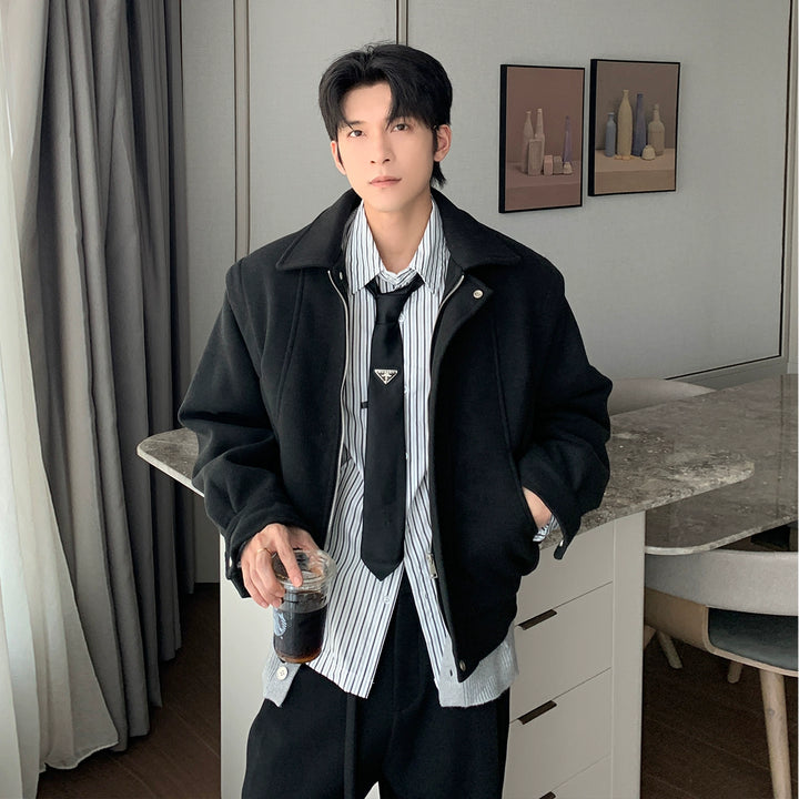 Quilted Wool Lapel Jacket