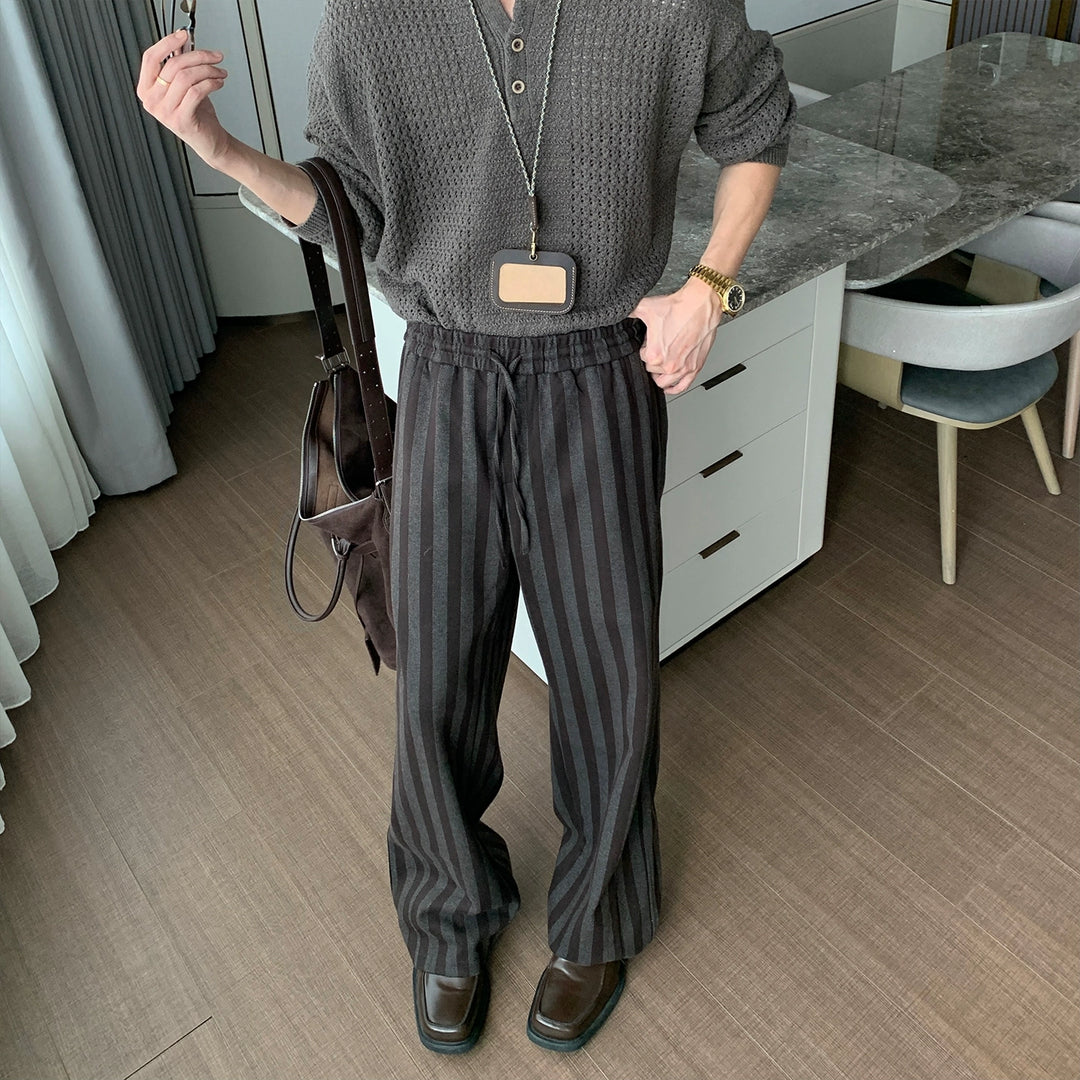 Striped Wide Leg Elastic Waist Pants