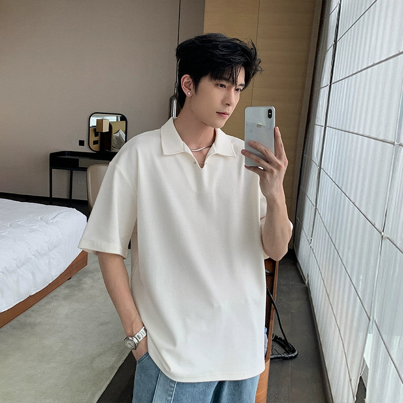 Oversized Polo Shirt with Casual Collar
