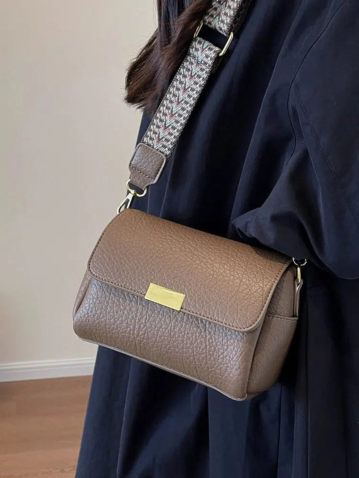 Patterned Strap Textured Square Bag