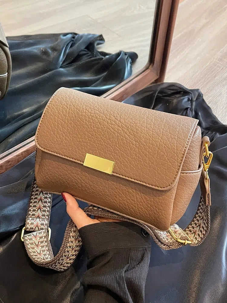 Patterned Strap Textured Square Bag