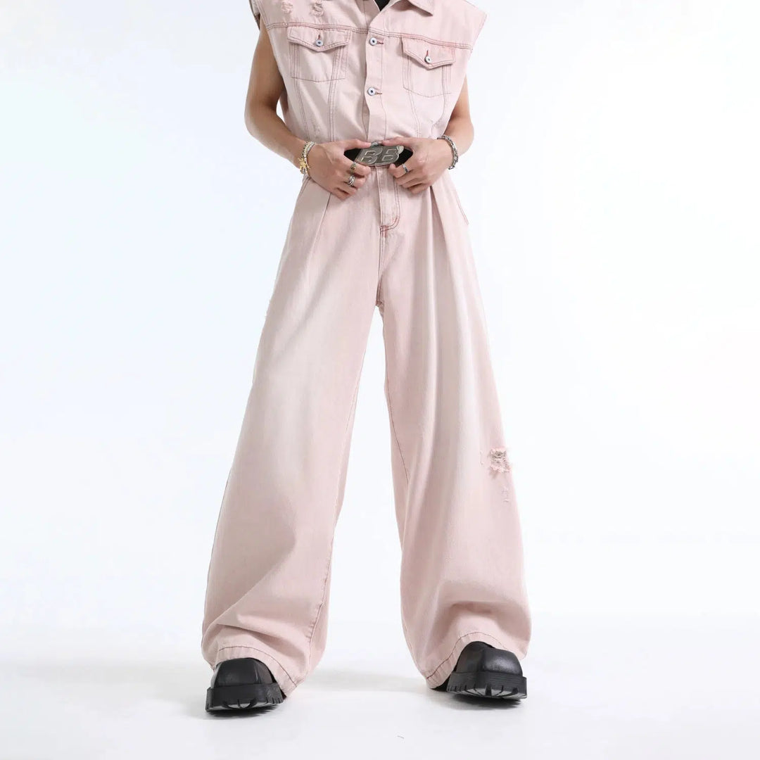 Pink Sleeveless Denim Jacket