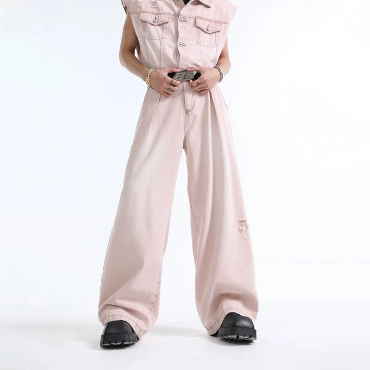 Pink Sleeveless Denim Jacket