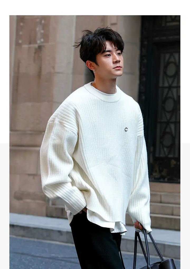 Pleated Striped Sweater