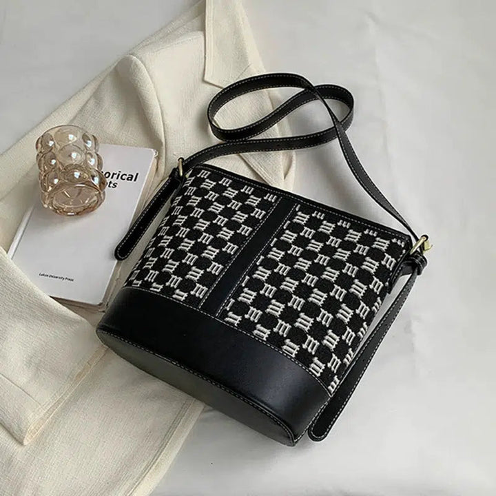 Plush Accessory Houndstooth Bucket Bag