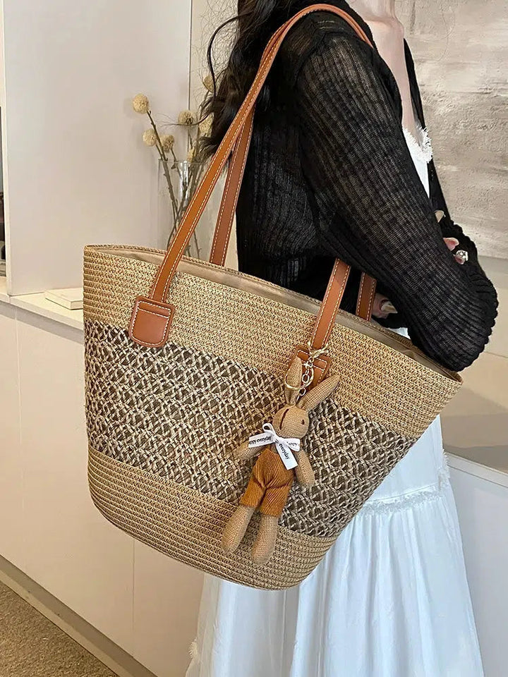 Plush Keychain Handwoven Tote Bag