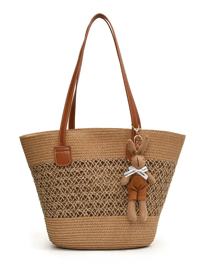 Plush Keychain Handwoven Tote Bag