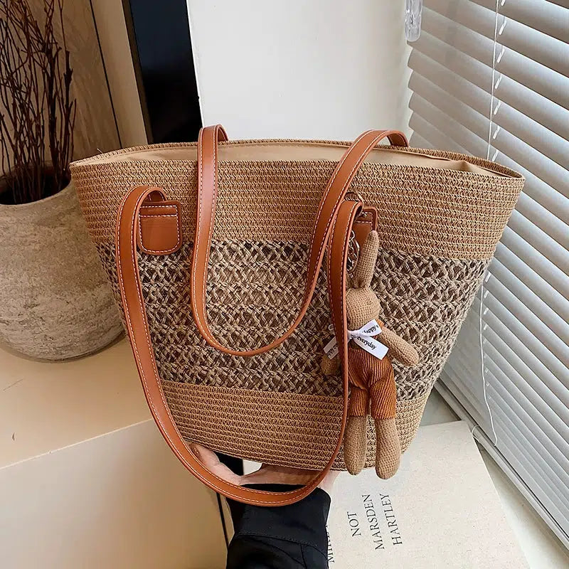 Plush Keychain Handwoven Tote Bag