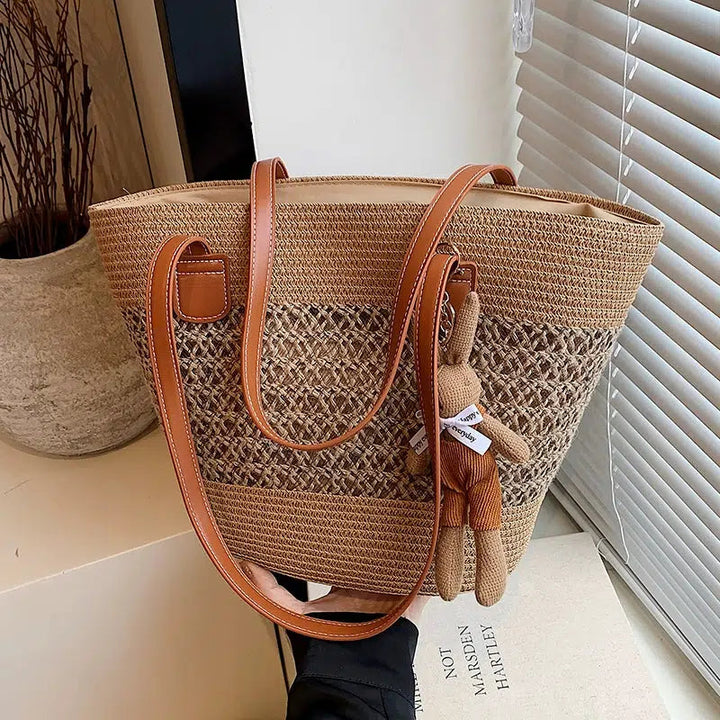 Plush Keychain Handwoven Tote Bag