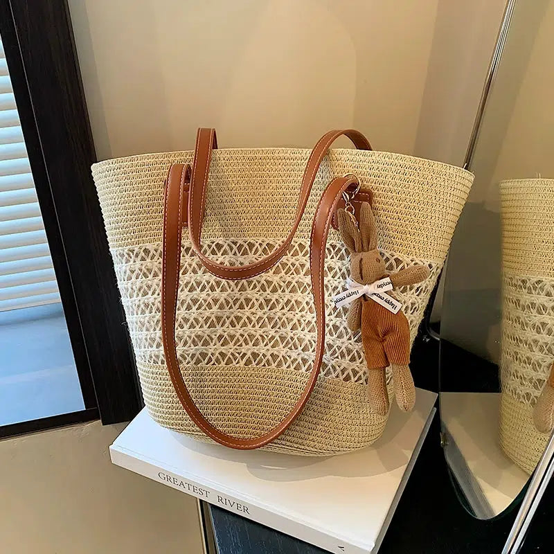 Plush Keychain Handwoven Tote Bag