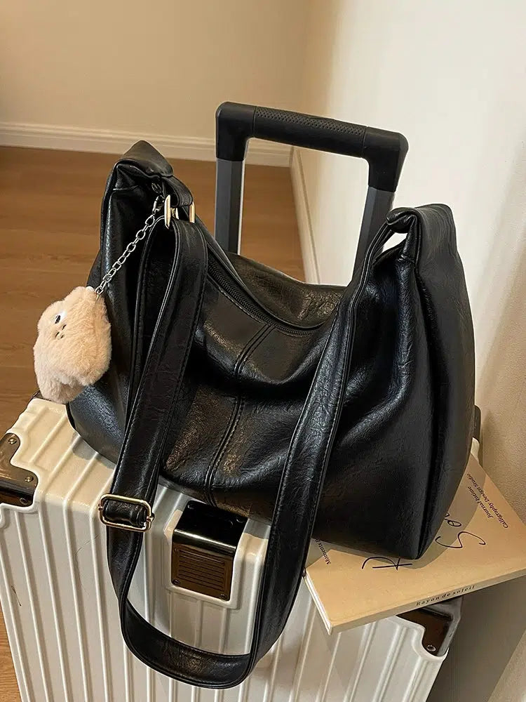 Plush Keychain Leather Shoulder Bag