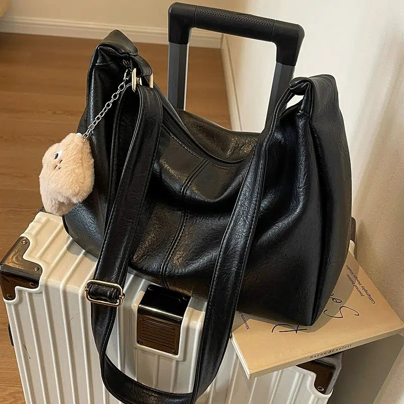 Plush Keychain Leather Shoulder Bag