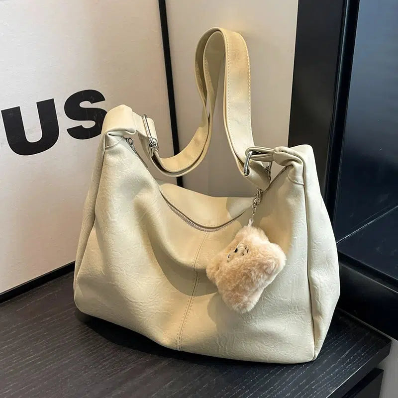 Plush Keychain Leather Shoulder Bag