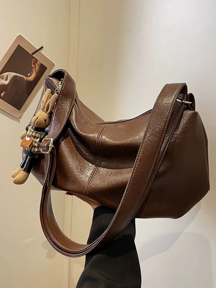 Plush Toy Keychain Leather Shoulder Bag