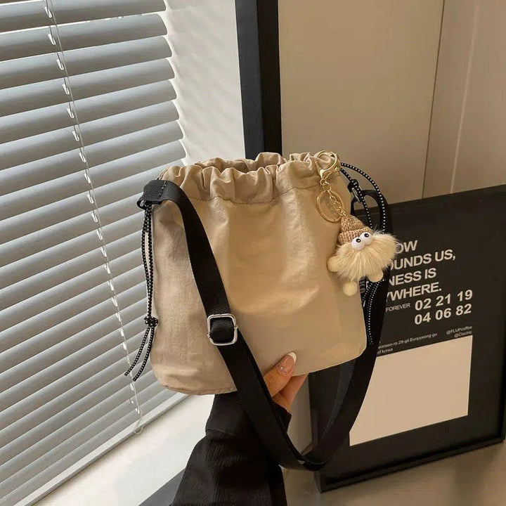 Pom Keychain Drawstring Bucket Bag