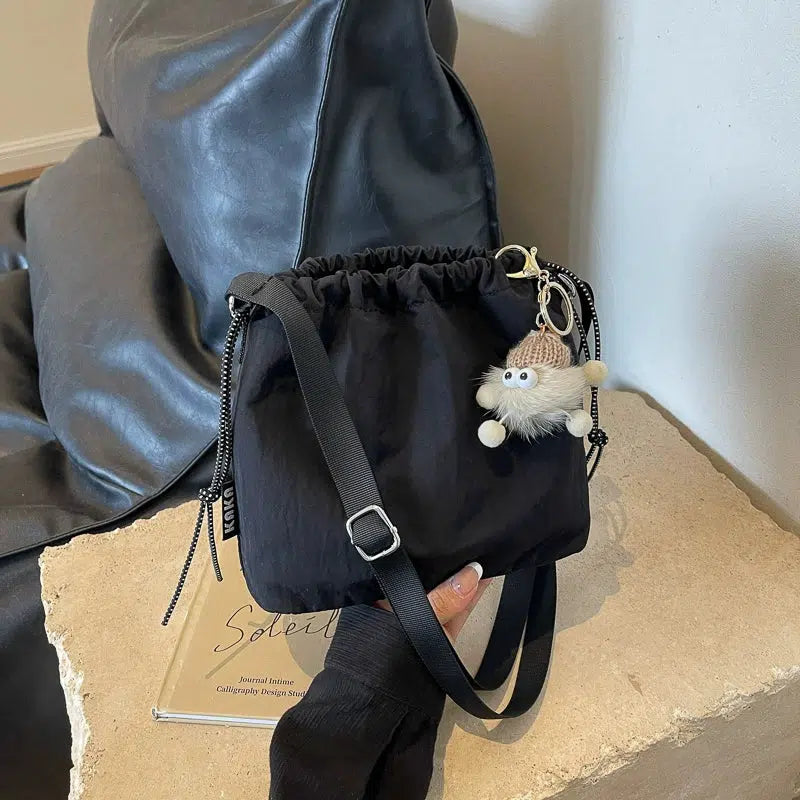 Pom Keychain Drawstring Bucket Bag