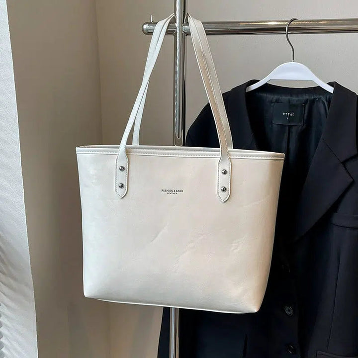 Pom Keychain Stylish Leather Tote Bag