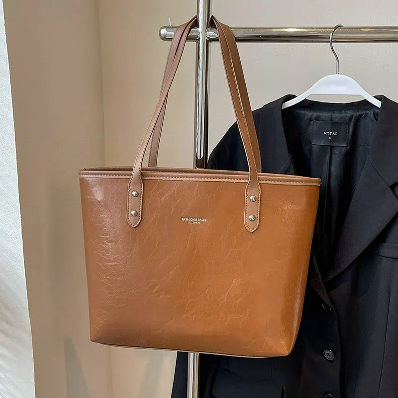 Pom Keychain Stylish Leather Tote Bag