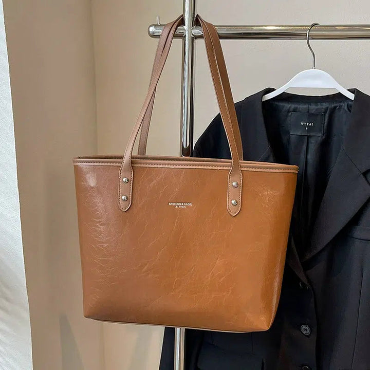 Pom Keychain Stylish Leather Tote Bag