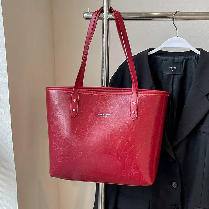 Pom Keychain Stylish Leather Tote Bag