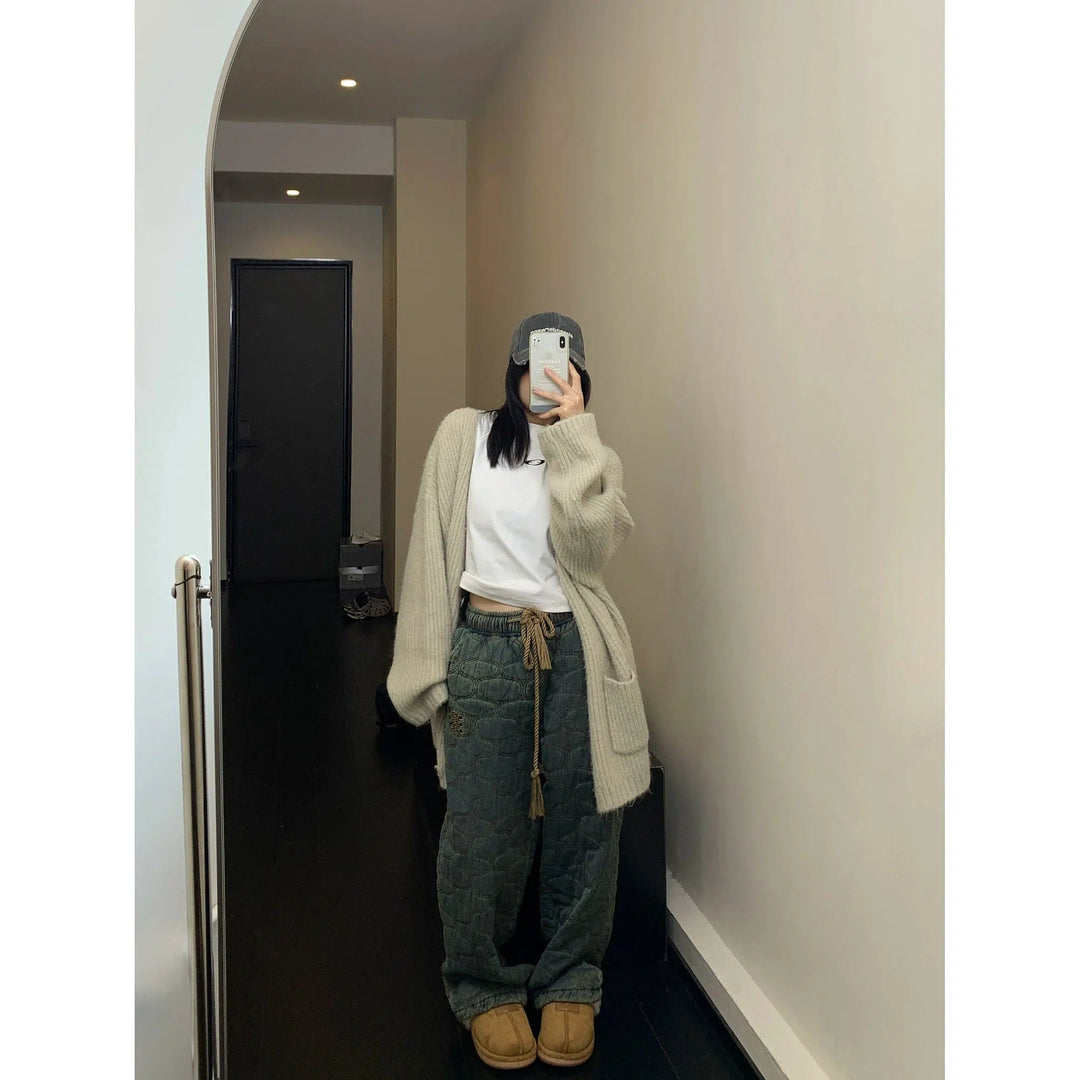 Quilted Drawstring Waist Pants