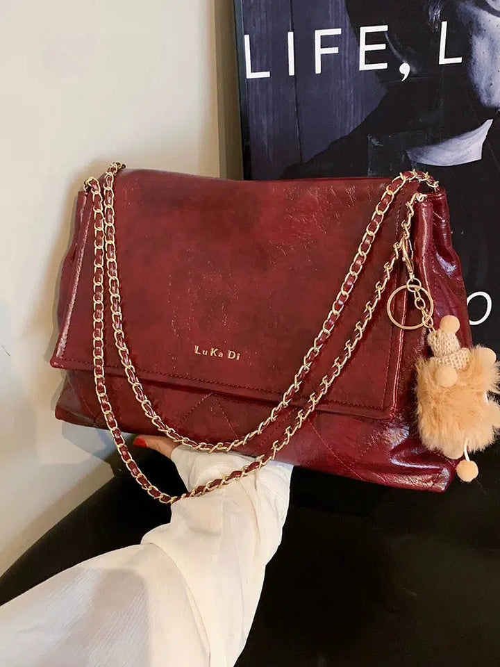 Quilted Chain Strap Leather Shoulder Bag