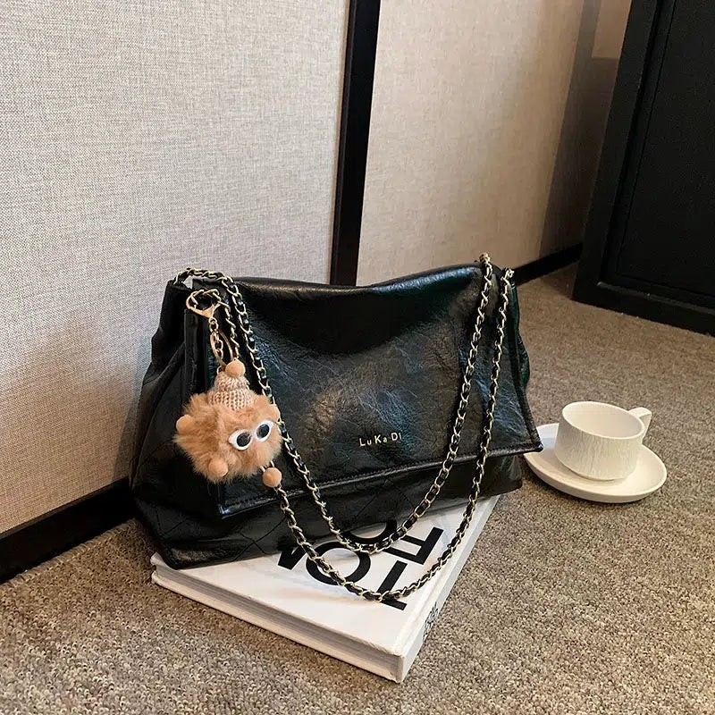 Quilted Chain Strap Leather Shoulder Bag