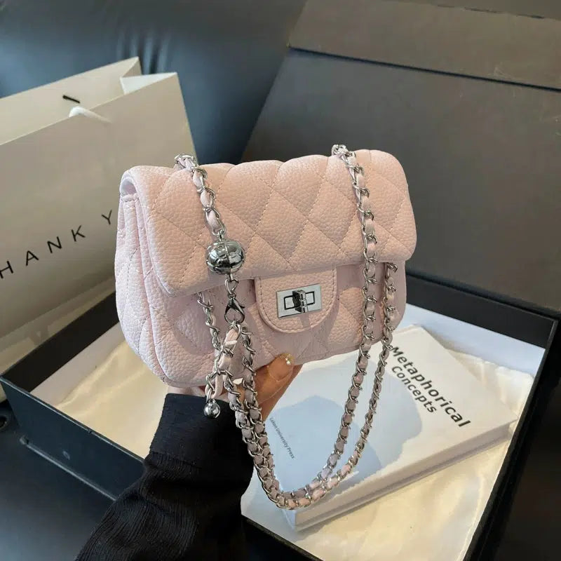 Quilted Chain Strap Small Square Bag