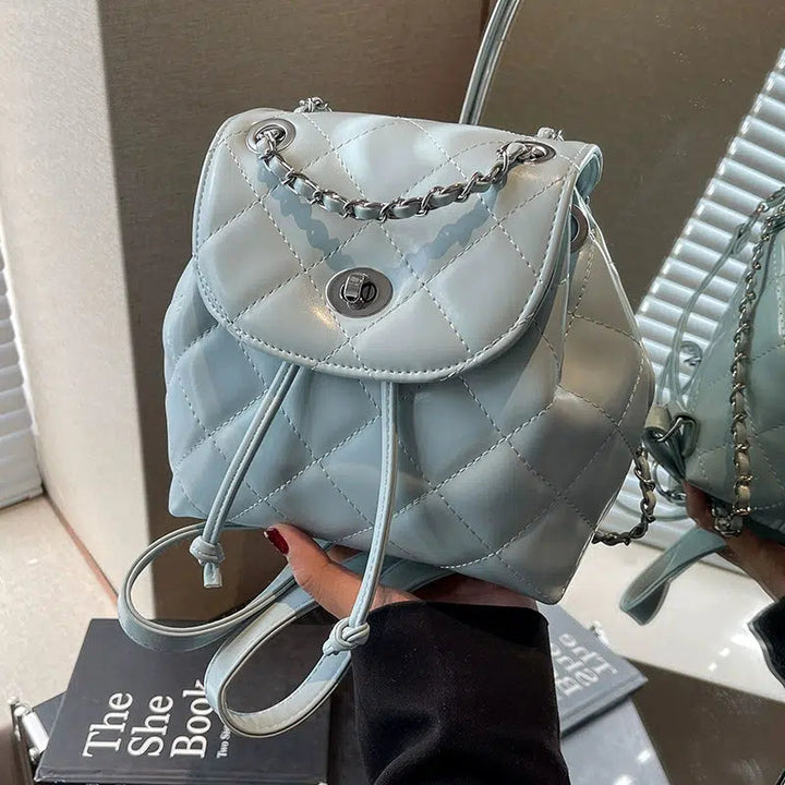 Quilted Leather Chain Strap Backpack