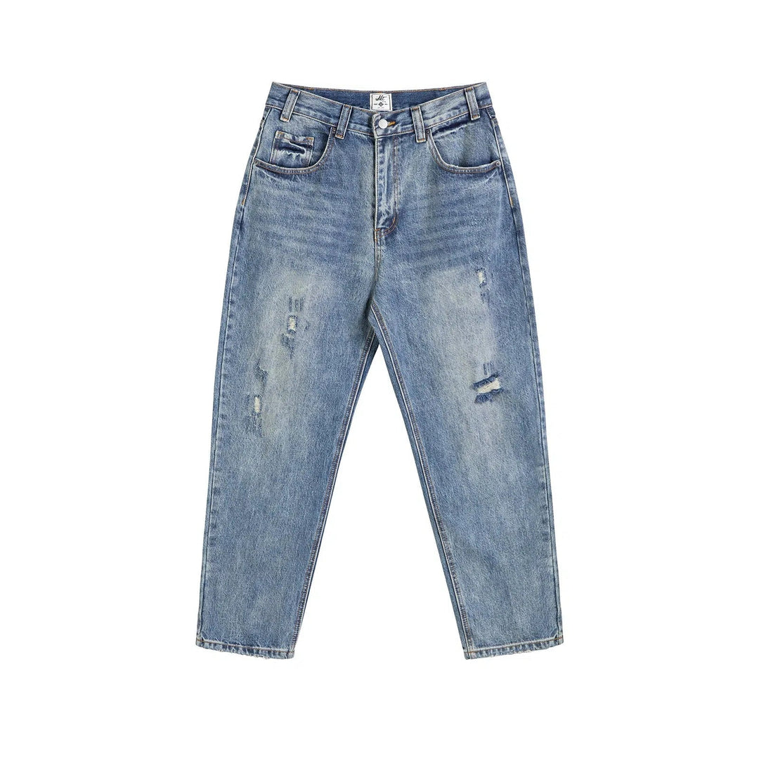 Retro Distressed Ripped Jeans