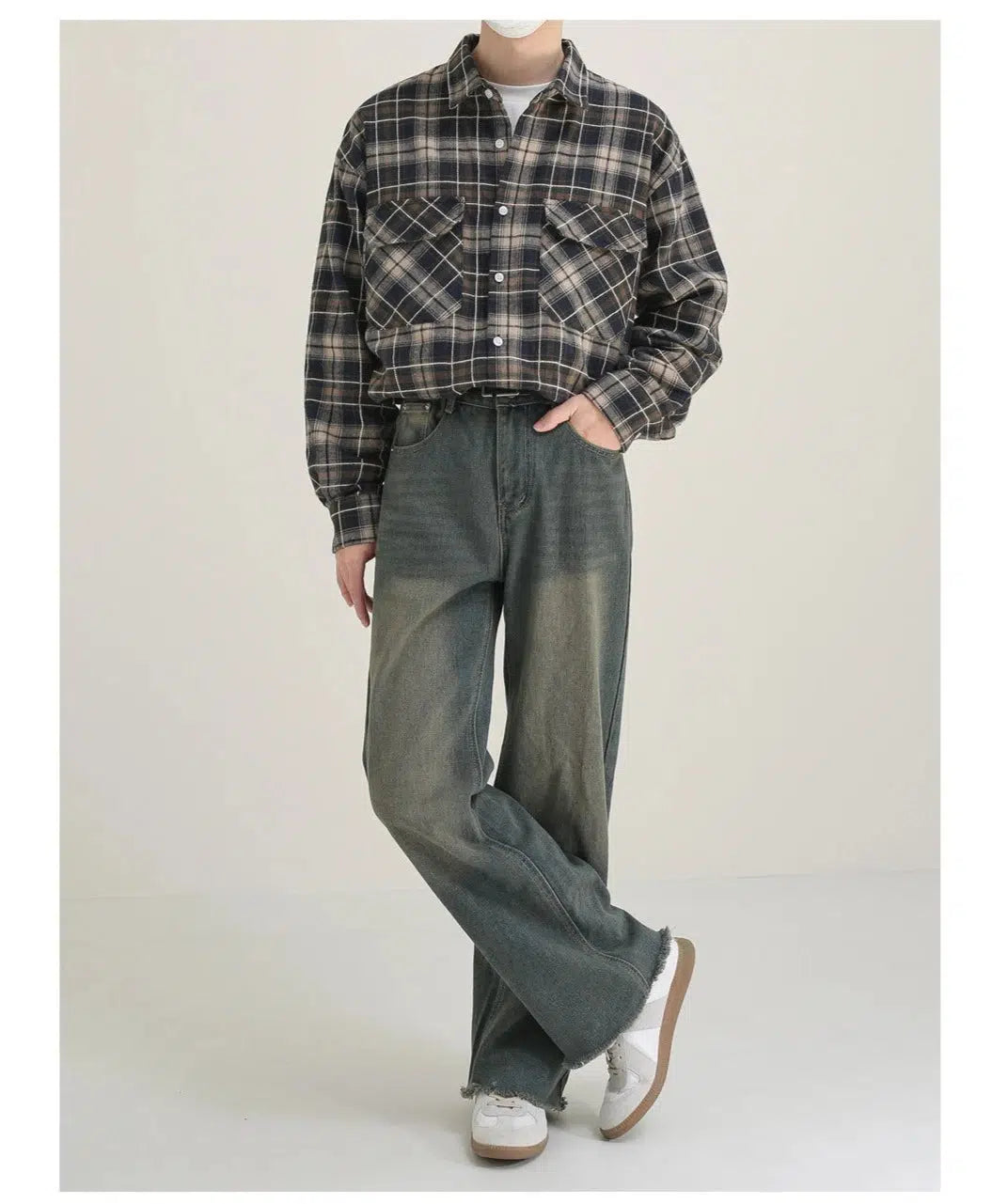 Retro Raw edge Floor-length Jeans