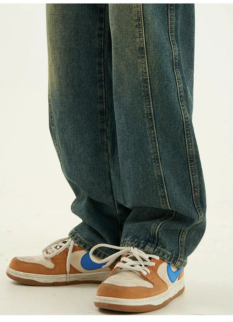 Retro Washed Casual Jeans