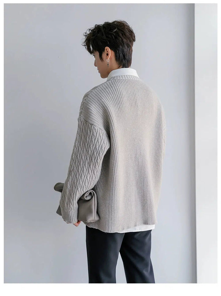 Ribbed Hem Cable Knit Sweater