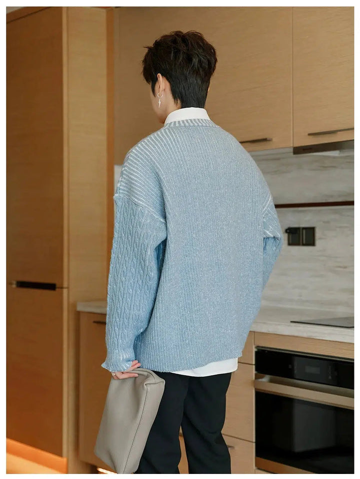 Ribbed Hem Cable Knit Sweater