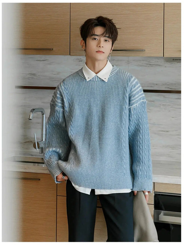 Ribbed Hem Cable Knit Sweater