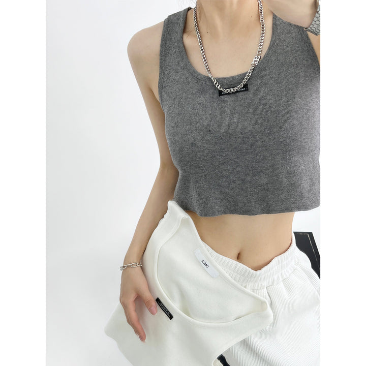 Ribbed Knit Cropped Tank Top