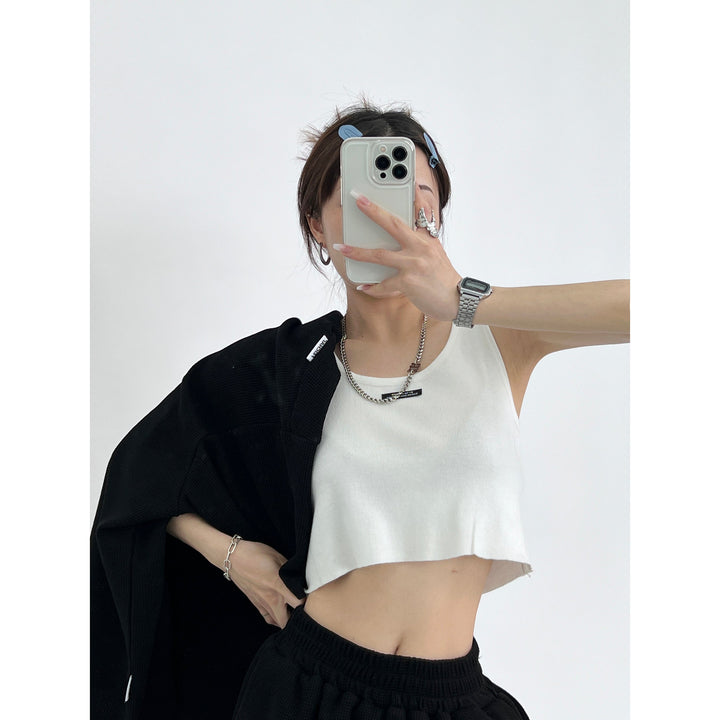 Ribbed Knit Cropped Tank Top