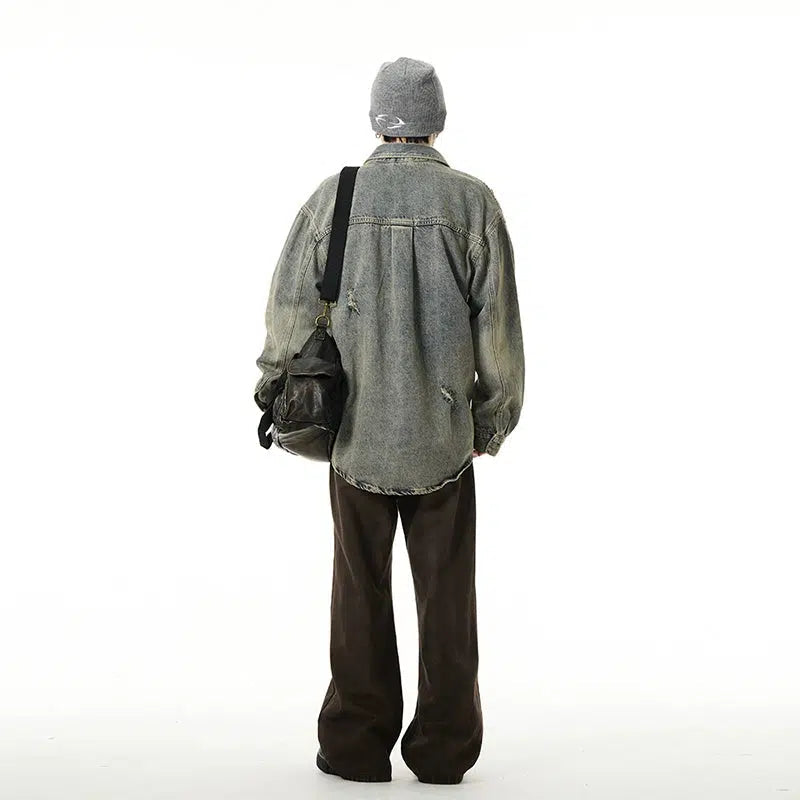 Ripped Long-sleeved Denim Jackets