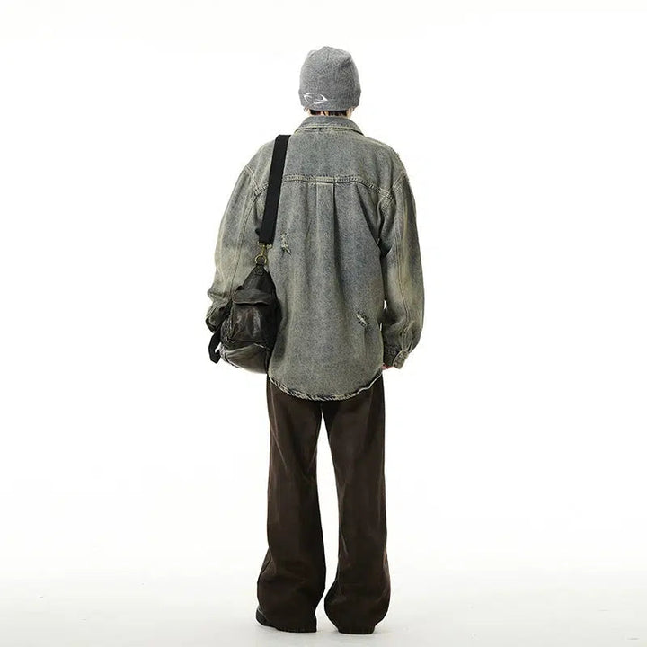 Ripped Long-sleeved Denim Jackets