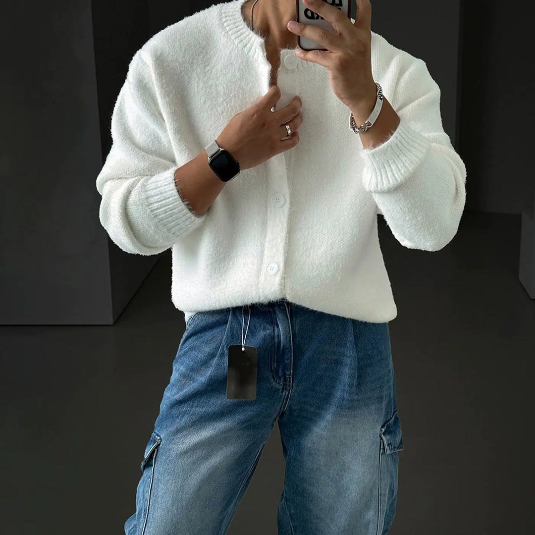 Round Neck Knitted Cardigan