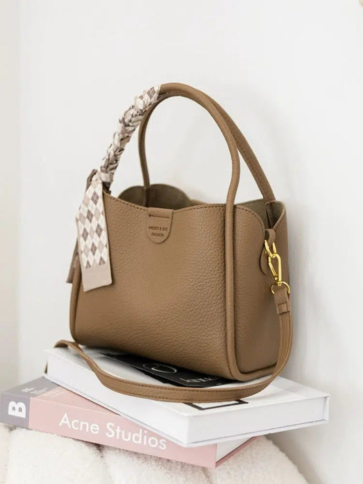 Scarf Accent Leather Handbag