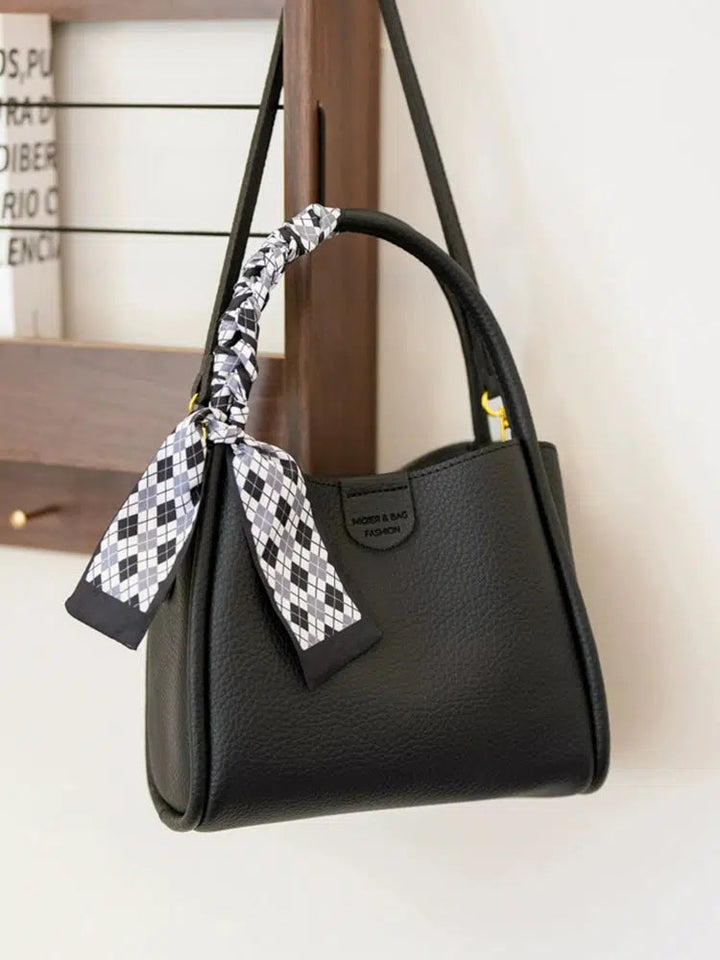 Scarf Accent Leather Handbag