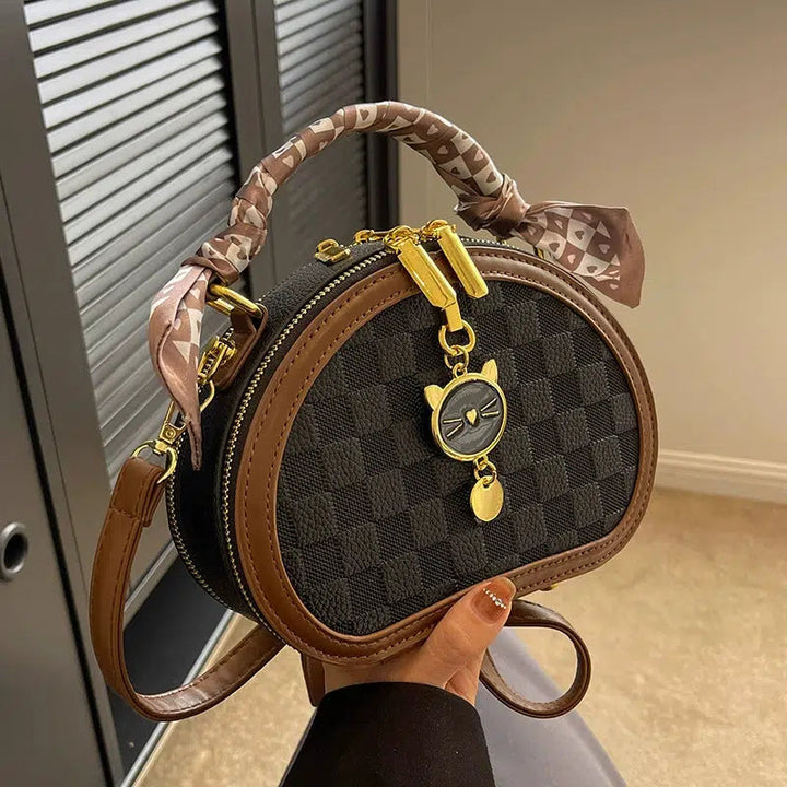 Scarf Accent Oval Handbag