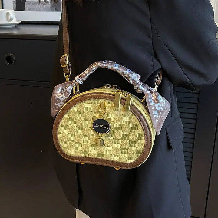 Scarf Accent Oval Handbag